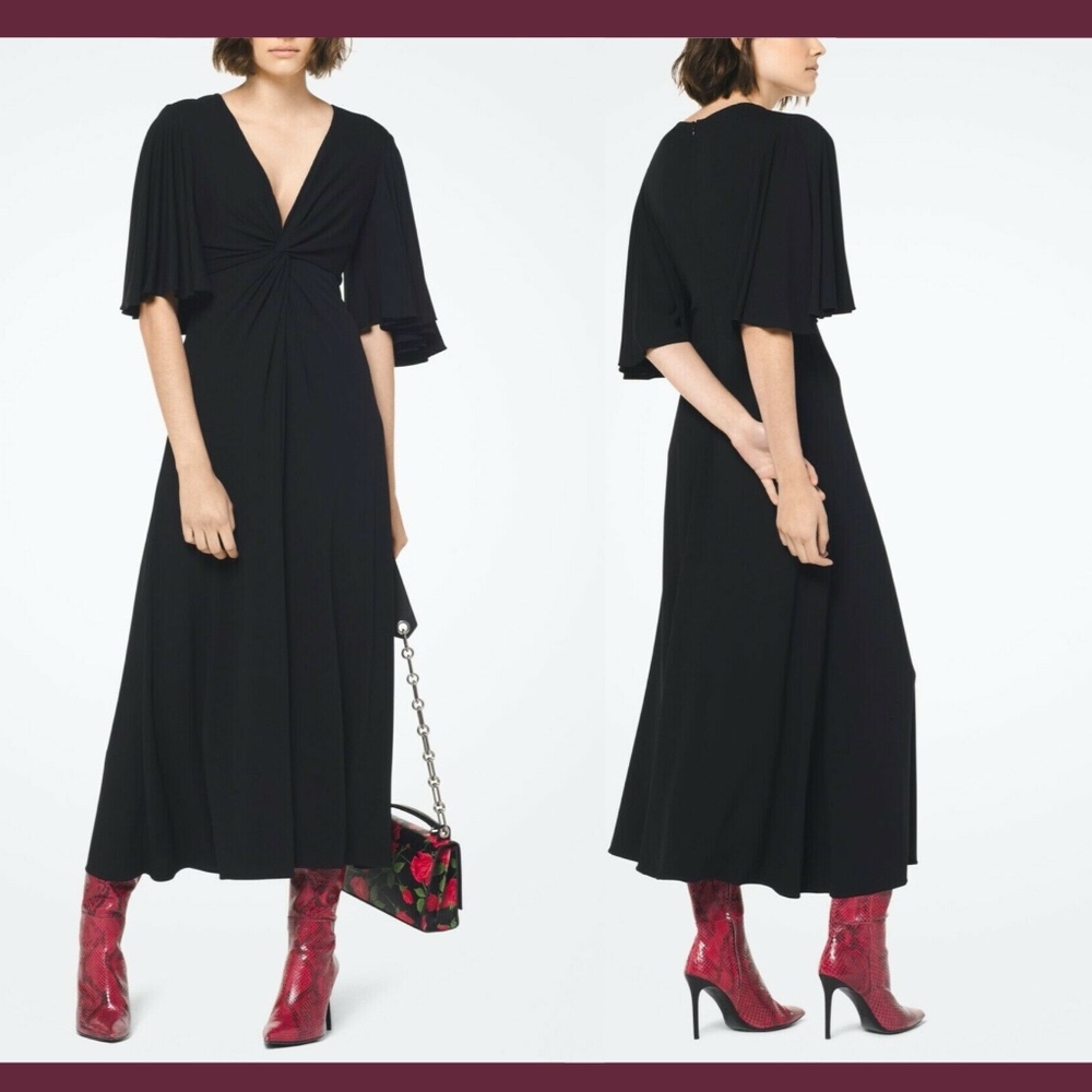 NEW $1595 Michael‎ Kors Collection Matte-Jersey Flutter-Sleeve Dress [SZ 2 ]